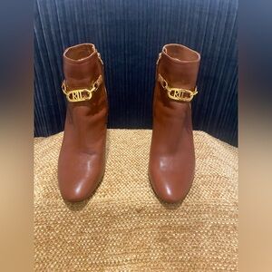 Ralph Lauren Brown Ankle Boots with Gold Detail